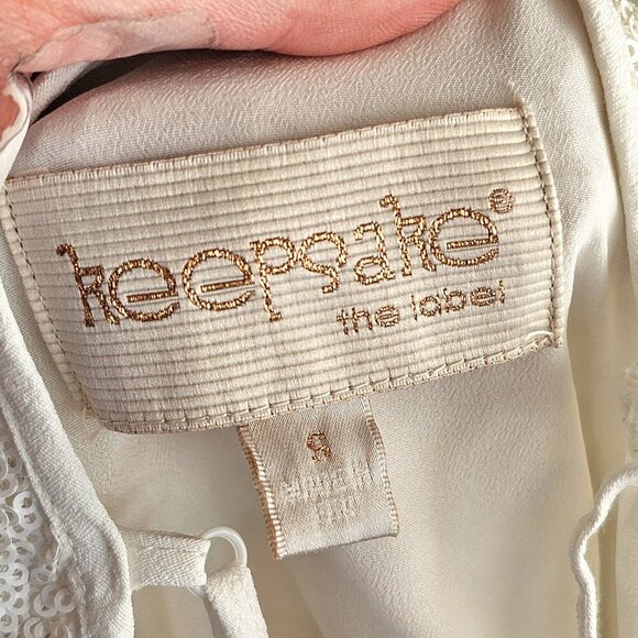 Keepsake the Label Handkerchief Hem White Sequins Dress Spaghetti Strap Sz S - Picture 8 of 11